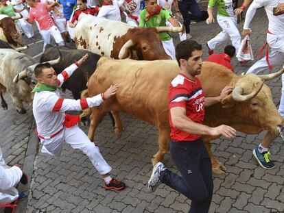 Day 1 of the Running of the Bulls in Pamplona.