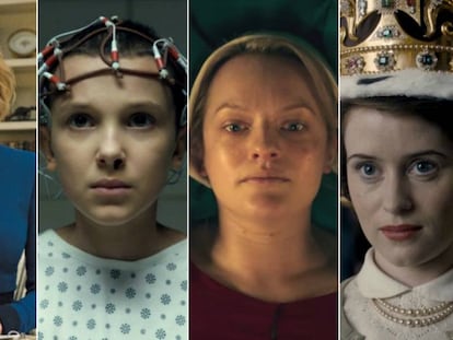 Robin Wright (House of Cards), Millie Bobby Brown (Stranger Things), Elisabeth Moss (The Handmaid's Tale) y Claire Foy (The Crown).