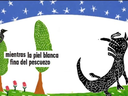 La actriz Lola Dueñas recita los versos de 'El lagarto' de Saramago con ilustraciones de Jorge Luis Borges.