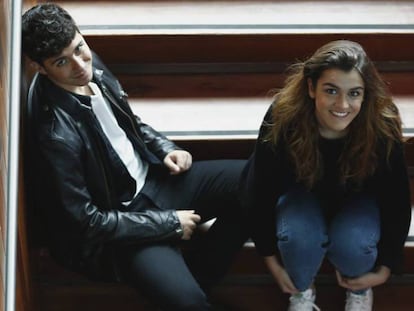 Alfred García y Amaia Romero, representantes de España en Eurovisión, la semana pasada en un hotel de Madrid.
