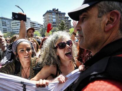 Manifestación el jueves frente al Palacio de Justicia de Pamplona.
