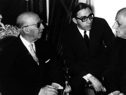 Francisco Franco, Máximo Cajal y Charles de Gaulle, en su encuentro en junio de 1970.