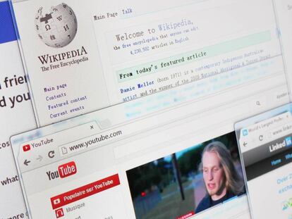 Las páginas de Facebook, Google, Youtube, LinkedIn y Wikipedia.