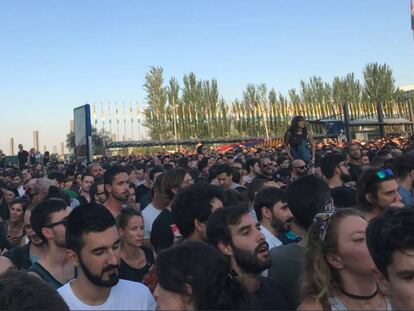 Protestas en la entrada del festival Mad Cool en Madrid.