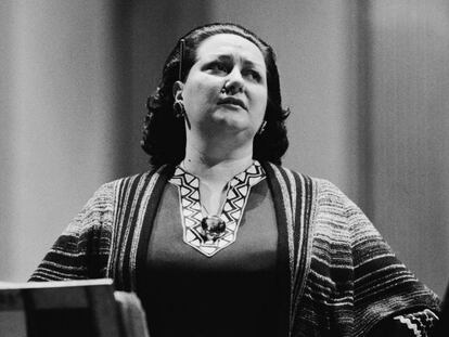 Montserrat Caballé, durante un ensayo.