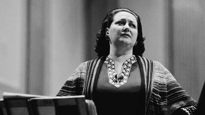 Montserrat Caballé, durante un ensayo.