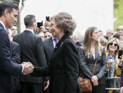 El presidente Pedro Sánchez y la Reina Sofía en el funeral de Montserrat Caballé.