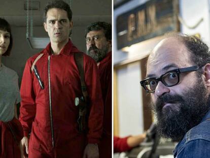 A la izquierda, Úrsula Corberó, Pedro Alonso y Paco Tous, en 'La casa de papel'. A la derecha, Ignatius Farray en 'El fin de la comedia'. VÍDEO: Trailer de 'El fin de la comedia'.