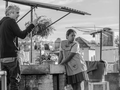 Alfonso Cuarón, durante filmagem de 'Roma'.