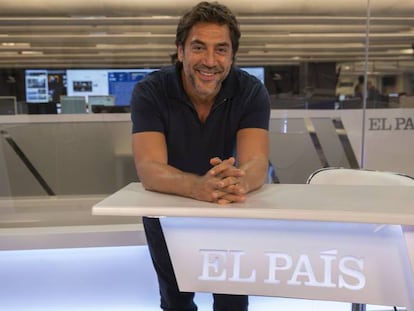 El actor Javier Bardem, en la redacción de EL PAÍS.