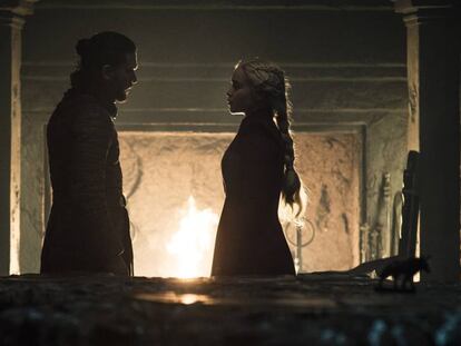 Jon e Daenerys no quinto capítulo da oitava temporada de ‘Game of Thrones’.