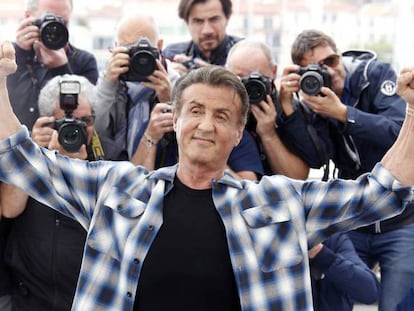 Sylvester Stallone, este viernes en Cannes. En vídeo, Stallone promociona la nueva entrega de 'Rambo'.