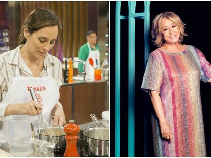 Tamara Falcó en 'MasterChef Celebrity' y Mila Ximénez en su posado oficial para 'GH VIP'. En vídeo, una promoción del programa de TVE.