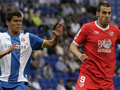 Negredo controla el balón ante Héctor Moreno.