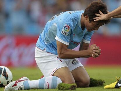 Park celebra su gol con el Celta.