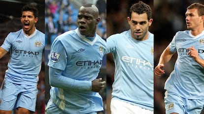 Agüero, Balotelli, Tévez y Dzeko.