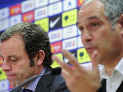 Rosell y Zubizarreta durante la rueda de prensa.