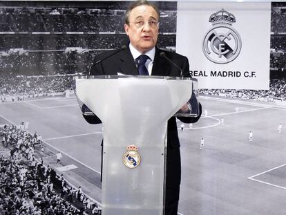 Florentino Pérez durante la rueda de prensa.