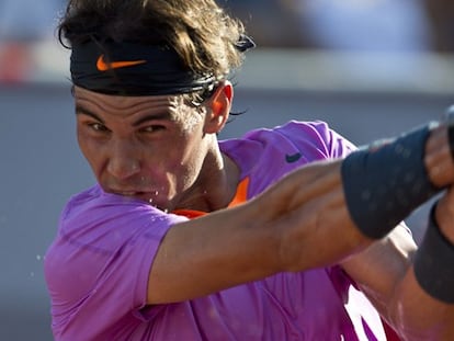 Nadal, durante el partido ante Delbonis