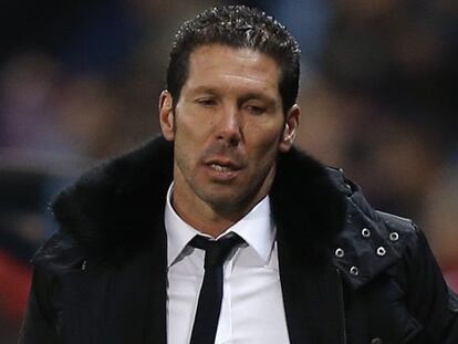 Simeone, durante el partido ante el Rubin Kazán