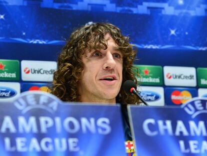 Puyol, durante la rueda de prensa.