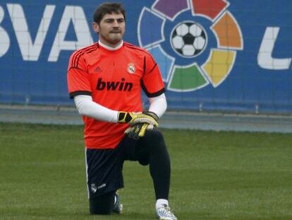 Casillas, durante un entrenamiento en enero de 2013.