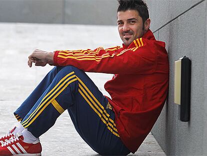 David Villa posa para la entrevista.