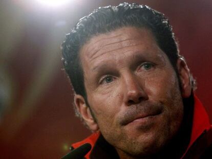 Simeone, durante la rueda de prensa