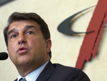 Joan Laporta, en la rueda de prensa.