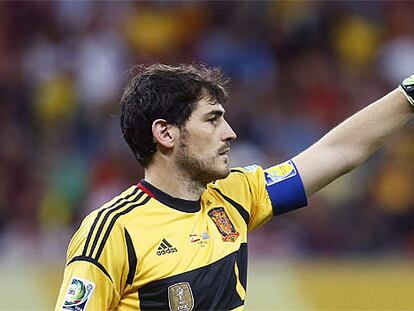 Casillas, durante el partido contra Uruguay.