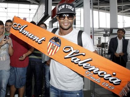 Pabón, a su llegada a Valencia.