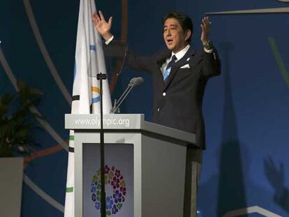 El primer ministro de Japón durante la presentación de la candidatura de Tokio 2020.