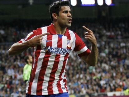 Diego Costa celebra su gol al Madrid.