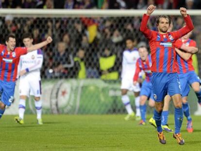 Marek Bakos celebra la victoria del Viktoria Plzen ante el CSKA de Moscú