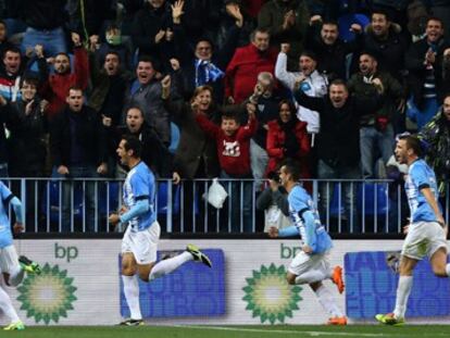 Santa Cruz celebra su gol al Getafe