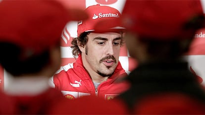 Fernando Alonso, durante la rueda de prensa.