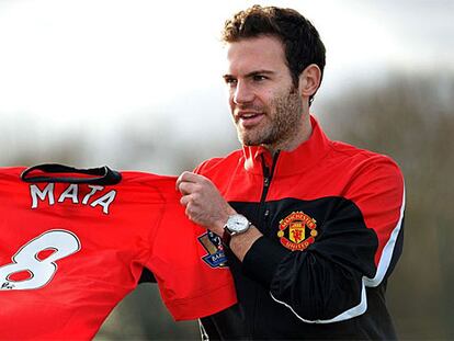 Mata, con la camiseta de United.