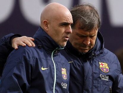 Martino, con el recuperador Juanjo Brau.