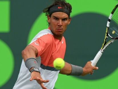 Nadal, durante la final de Miami ante Djokovic.