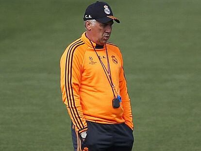 Ancelotti, durante la sesión de este martes.