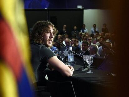 Puyol, durante el acto de despedida.