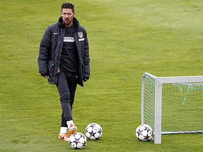 Simeone, durante el entrenamiento de este miércoles.