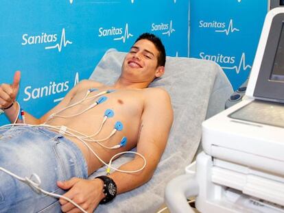 James Rodríguez during his Real Madrid medical.