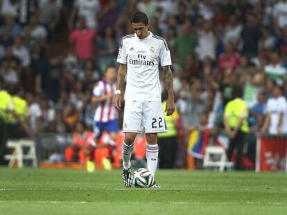 Di María, cabizbajo, en la ida de la Supercopa.