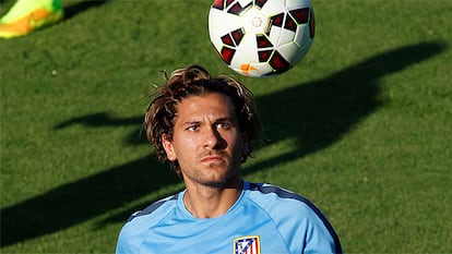 Cerci, en su primer entrenamiento con el Atlético.