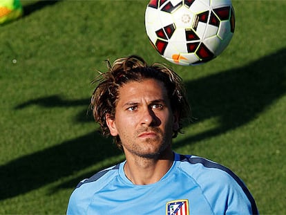 Cerci, en su primer entrenamiento con el Atlético.