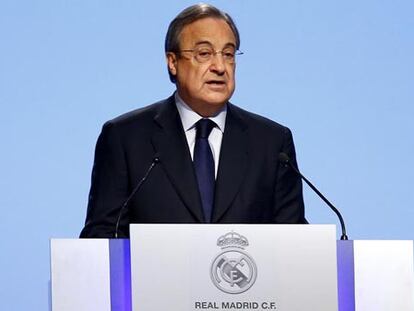 Florentino Pérez, durante la Asamblea del Madrid.