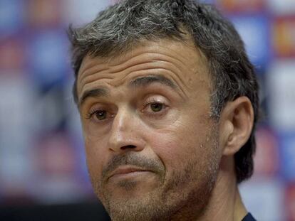 Luis Enrique, en la rueda de prensa de hoy. / AFP / vídeo atlas