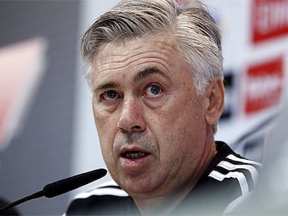 Ancelotti, durante la rueda de prensa.