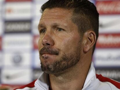 Simeone, durante la rueda de prensa. / Foto: EFE / Vídeo: ATLAS